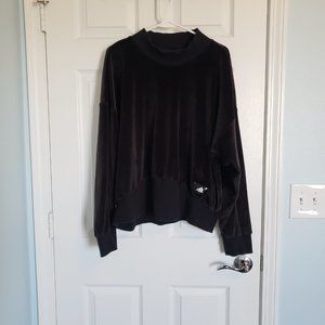 Adidas Velour Mock Neck Long Sleeve Pullover Shirt Womens 3X Black Super Soft